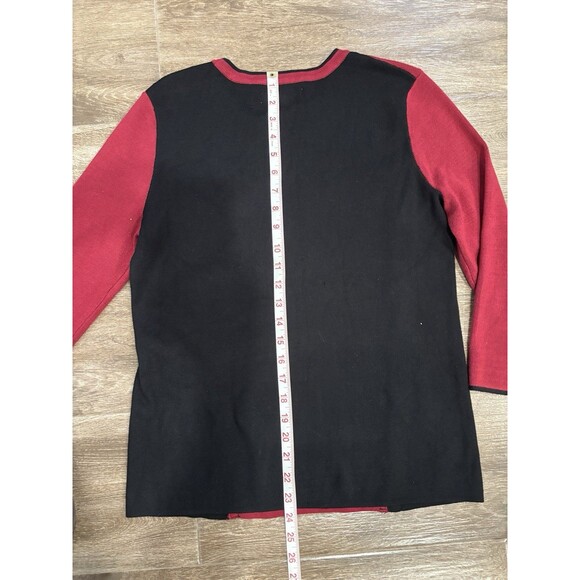 Kim Rodger’s Burgundy Black Buttons Ribbed Sweater 3-4sleeve Color block Holiday - Picture 8 of 11